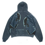 new street goth men fashion hooded letter print pattern shirt Harajuku retro Y2K couple hooded top-Outfit