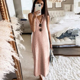 Dress Women 2021 Spring Maxi Elegant Sexy Dress V-Neck Sleeveless Bodycon Dress Robe Femme Vestido De Mujer Verano