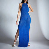 Dresses For Women Fashion Sexy Ladies Backless Slit Beach Elegant Black Long Clothes Party Club Outfits New Arrival