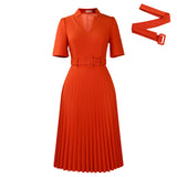 Women's Summer New Short-Sleeved V-Neck Pressure Folded High-Waist Fashion Temperament Waist African