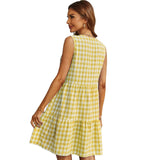 V Neck Plaid Sleeveless