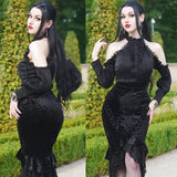 Autumn New Sexy Hip Skirt Fashion Temperament Slim Peacock Flower Lotus Leaf Edge Fishtail Skirt Women's Dress-Outfit