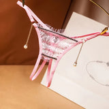 panties ladies low waist transparent sexy open file free temptation pearl pendant sexy
