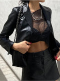 Color Sparkly Hollow Mesh Slant Shoulder Irregular Collar Sexy Women Crop Top-Outfit