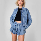 Work Style Denim Jacket Women's High-Rise Loose Thin Short Suit