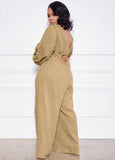Casual Crop Top and Suspender Wide Pants