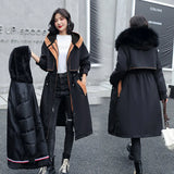 Long Fur Hooded Parkas 2021 New Winter Jacket Women Big Pocket Adjustable Waist Wool Liner Coat Three Ways To