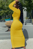 Ribbed Sexy Long Bodycon Dress with Full