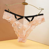 Lace Mesh T-T-Shirt Female Transparent Hollowless Low-Waisted Cotton Crotch Triangle