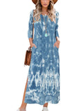 Tie Dye O-Neck Slit Long
