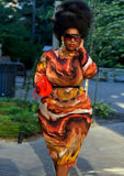 Plus Size Casual Print Long Sleeve Long