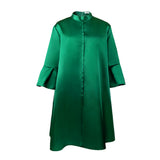 Large-Size Round-Neck Horn Sleeves Loose Thin-Skinny Casual Party Dress Girl
