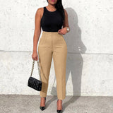Women's Clothing Large-Size Fashion Temperament Casual Thin High-Waisted Trousers Solid African Professional