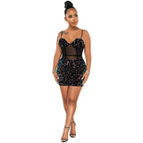 Sequin Mesh Strap Bodycon Drsses Birthday Party Sexy Clubwear Outfits for Women Backless Mini Dresses