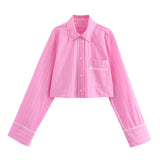 New Rolled-Edged Poplin Shirt Rolling-Edged Pajamas Style Pants Set-Outfit