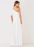 Elegant Puff Short Sleeve One Shoulder Loose Formal Jumpsuit with