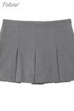 Women Spring Fashion Preppy Style Pleated Mini Skirts Cute Y2k Mid Waist Zipper Fly Skorts Chic Hot Girl Short