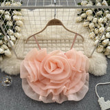 Holiday Wind Eogen Yarn Three-Dimensional Flower Sling Vest Women's Summer New Ocean Chic Short