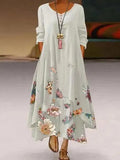 Clothes Spring Summer 2022 Plus Size 5xl Elegant Flowers Print Long Sleeve Vintage Asymmetrical Hem Casual Loose