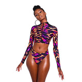 One Piece Print Bikini Long Sleeve