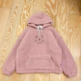 Deeptown Kawaii Hoodies Women Winter 2021 Fashion Embroidery Funny Print Pullover Long Sleeve Cute Tops Casual Women