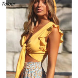 Bodycon Sexy Summer 2023 Short Blusas Ruffle Sleeve V Neck Shirts Beach Streetwear Casual Tunic Womens Tops and