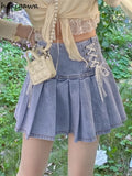 Clothes Harajuku Women's Summer Denim Skirt High Waist Bandage Jupe 2023 Faldas De Mujer Korean Fashion Slim Mini Skirts-Outfit