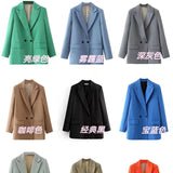 And Summer 2024 New Simple Loose Double-Breasted Suit Jacket New Suit For Women In Spring And Autumn-Outfit