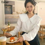 Turn-down Collar Vintage Cotton Shirt Female Long Sleeve White Blouse Women Oversized Woman Blouses Tops Femme Blusas