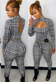 Houndstooth Print Cut Out Bodycon