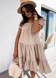 Off Shoulder Ruffles Islander Smock
