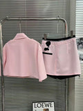 Solid Two Piece Set Womens Lapel Long Sleeve Tops High Waist Mini Skirts Patchwork Floral Sets Female Clothing