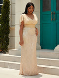Size Sequin Cloak Sleeve V-Neck
