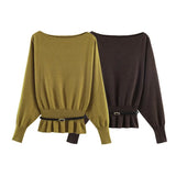 ZR Women's Temperament With Scarve Short Knit