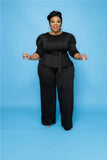 Piece Set Women Plus Size Sets 5xl Fall Fashion Solid Round Collar Half Sleeves Office Ladies Outfits Wholesale