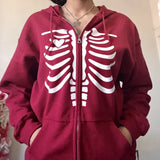 Y2K Gothic Sweatshirt Oversized Hoodie Women Autumn Zip Up Long Sleeve Coat Top Female 90S Vintage E-Harajuku Grunge