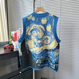 Painting Design Sense Minority Vest Knitted Vest With Loose Lazy Soft Waxy College Style Sleeveless Sweater Horse Clip-Outfit