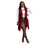 Toloer New Women's Casual Solid Color Cardigan Sleeveless Knitted Vest-Outfit