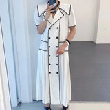 Solid Belt Dress Women Spring Autumn Notched Long Sleeve Office Ladies Blazer Dress Female Long A-Line Black Dress-Outfit