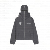 Brand Double Hat Unique Design Zippered Jacket Autumn And Winter New Loose Y2K