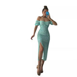 Summer Women's Bag Hip Open Word Collar Temperament Hottie Dress Dress Dress Dress