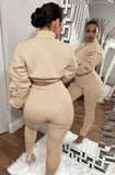 Puff Sleeve Zipped Crop Top and Matching Pants 2PC