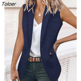 for Women Single Button Lapel Collar Vest Blazer Sexy Sleeveless Summer Autumn All-Match Daily Club