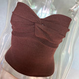 Spring And Summer Women's Explosive Pure Color Cross-Knitted Knitted Bra Vest