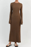 Round-Neck Knitted Long Dress 2025 Autumn New Sweater Skirt Pit Strip Solid Color Bottom