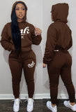 Sportwear Letter Print Long Sleeve Hoodies And Pant 2 Piece
