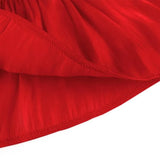 Red Formal Puff Sleeves Ruffle Peplum