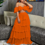 Tube Top Ruffle Top Skirt Two-Piece