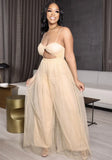 Sexy Strap Sleeveless Solid Mesh Hollow Out Full Length Loose