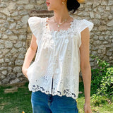 New French Small Blouse Three-Dimensional Flower Embroidered Small Shirt Holiday Hoodie Blouse Women Korean European Women's